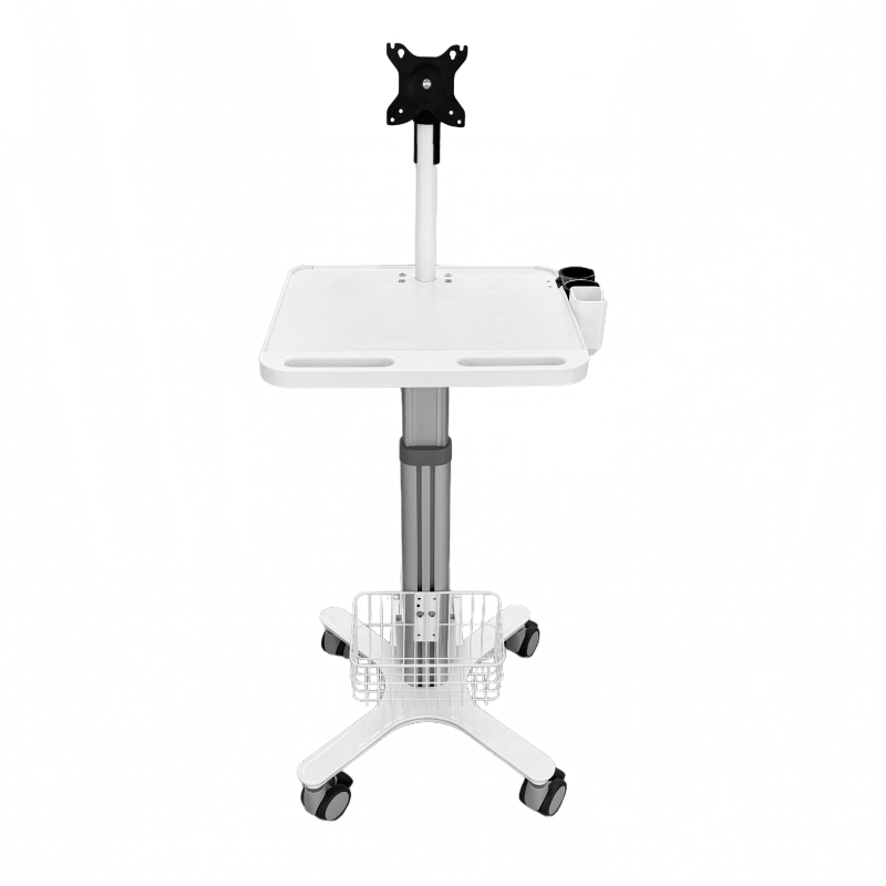 Xe đẩy y tế di động cao cấp có giá đỡ màn hình, xe đẩy điều dưỡng điều chỉnh độ cao dành cho bệnh viện và phòng khám.